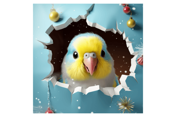 Christmas Budgeriar Broken Wall 5 Illustrations