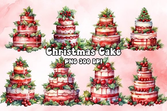 Christmas Cake Watercolor Illustrations Review
