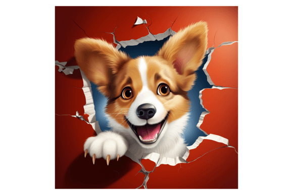 Christmas Corgi Broken Wall 2 Illustrations Review