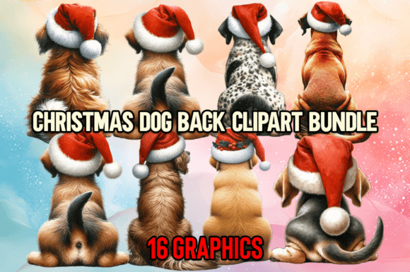 Christmas Dog Back Clipart: Festive Illustrations