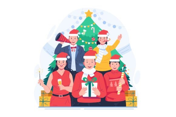 Christmas Party and New Year Illustrations Review