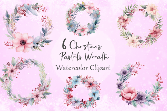 Clipart Christmas Pastel Wreath Illustrations Review
