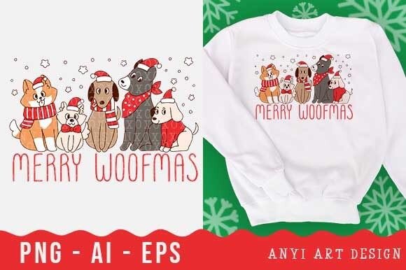 Cute Dogs Christmas Sublimation Illustrations