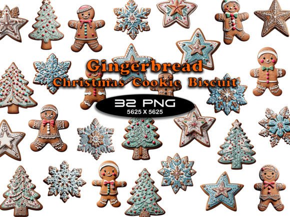 Gingerbread Christmas Cookie Biscuit Illustrations