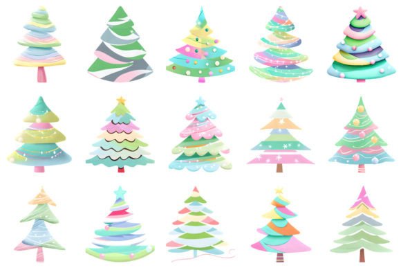 Pastel Christmas Trees: Illustrations for Crafters