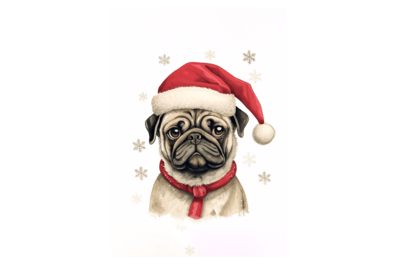 Pug Christmas Card: Festive Illustrations for Brands