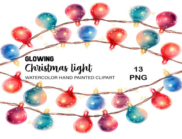 Watercolor Christmas Lights: Festive Illustrations