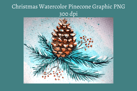 Watercolor Christmas Pine Cone Graphic for Illustrations