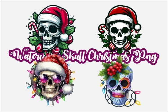 Watercolor Skull Christmas PNG Sublimati Review