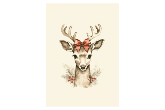 Winter Reindeer Christmas Card: Festive Illustrations